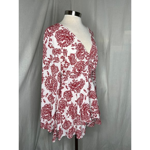 Dress Size Large Mini A Long Balloon Sleeves Runched Wrists Chiffon Long Deep V - Picture 9 of 16